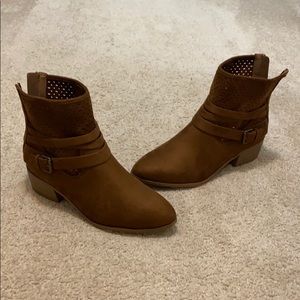 Women’s brown faux suede bootie